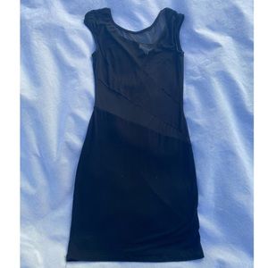 Black Mini Dress with Mesh Paneling